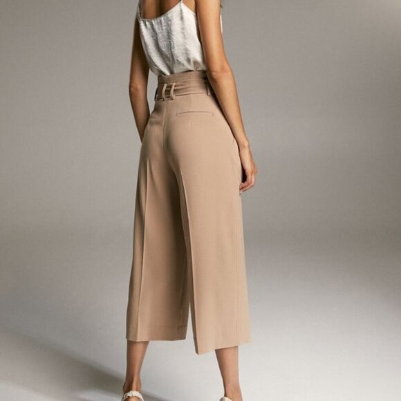 Babaton Aritzia Green High Waist Tie Front Wide Leg Paperbag Pants Size 8 - Picture 4 of 11